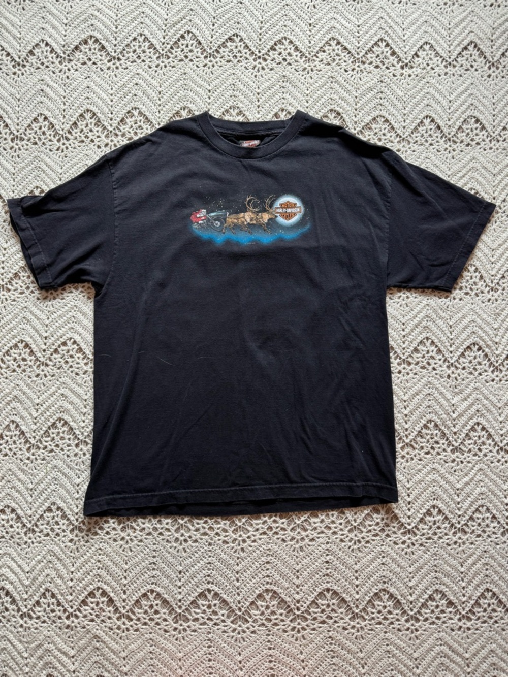 Harley-Davidson Christmas Graphic Tee Back Graphic Florida Tee Shirt Vintage